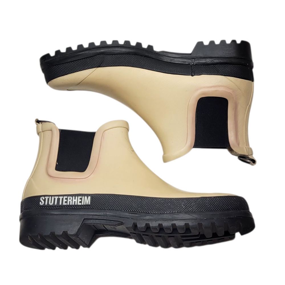 Stutterheim - Chelsea Rainwalker Boots Ivory Cream Black 8.5